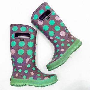 Bogs Kids Boots Purple with Green and Pink Polka Dots